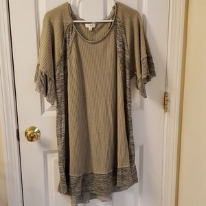 Ruffle tunic waffle knit